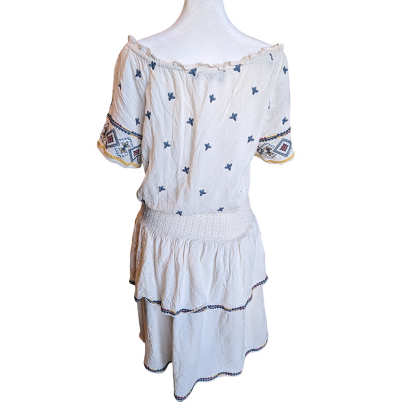 Francesca's Blue Rain Lushi Short Embroidered Off-The-Shoulder Dress Large - Picture 7 of 12